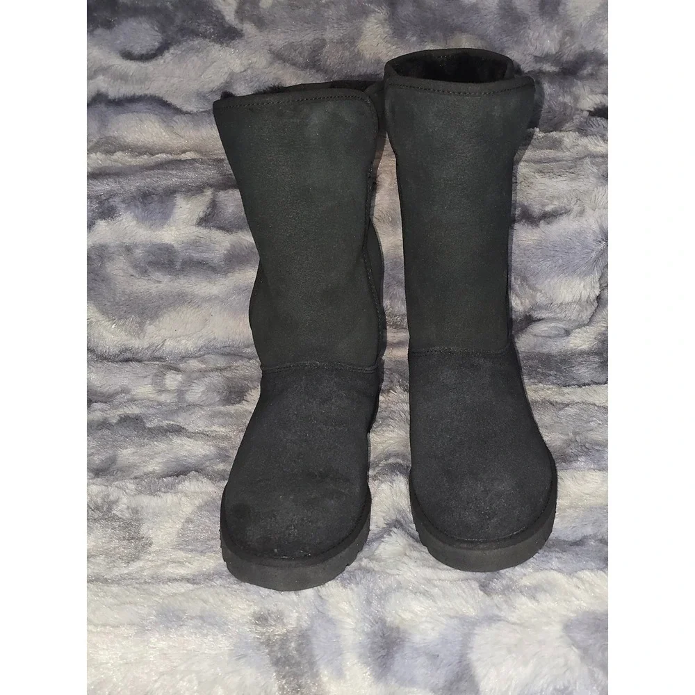 NEW UGG Classic Michelle Boots Black‎ Suede Sheepskin Lined Women's Size 5